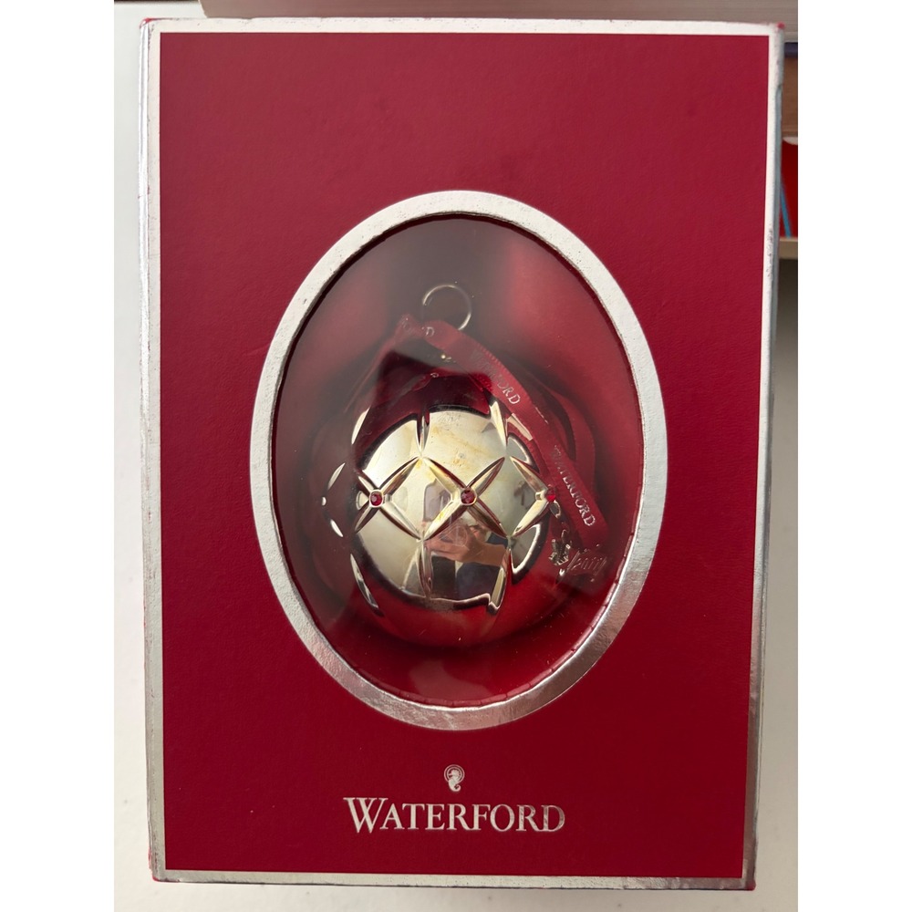 Waterford 2011 Annual Silver Ball Christmas Ornament Rhinestones With Box